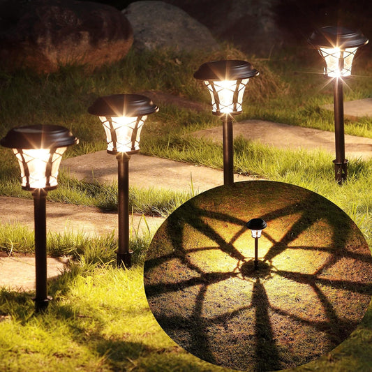 6 Pack 25 Lumen Solar Powered Pathway Lights, Super Bright SMD LED Outdoor Lights, Stainless Steel & Glass Waterproof Light for Landscape, Lawn, Patio, Yard, Garden, Deck Driveway, Warm White