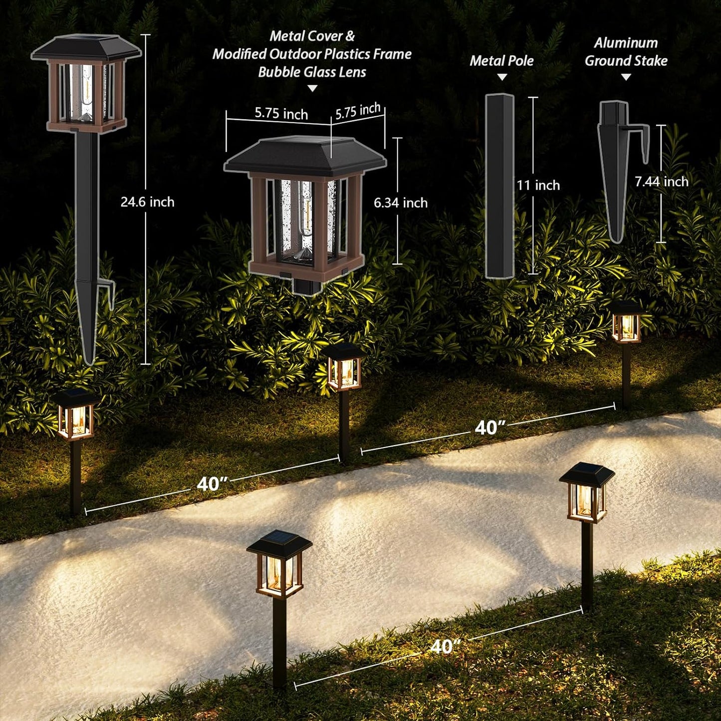 Solar Lights outside - 2-Tone Bronze & Wood Tone (Color) Solar Lights Outdoor Waterproof IP65, Glass Metal 20 LM LED Outdoor Solar Lights Yard Garden Landscape Driveway Walkway (Warm White)