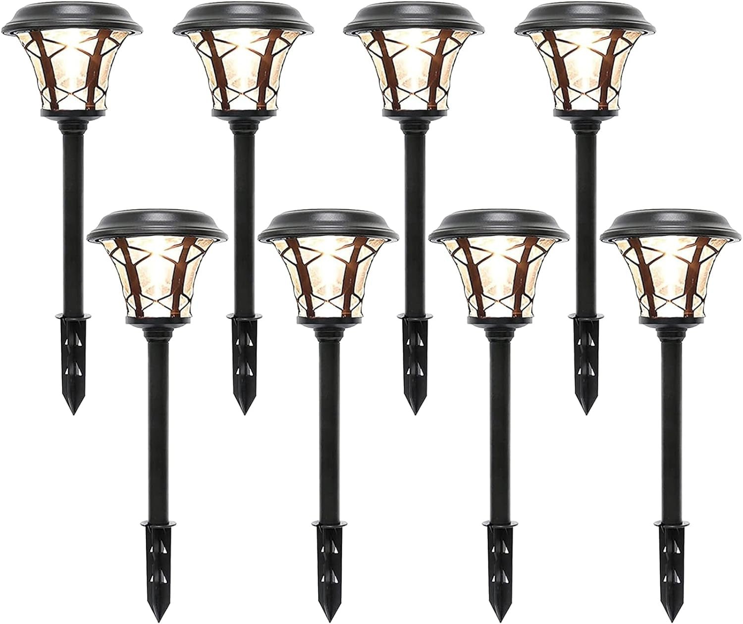 8 Pack 25 Lumen Solar Powered Pathway Lights, Super Bright SMD LED Outdoor Lights, Stainless Steel & Glass Waterproof Light for Landscape, Lawn, Patio, Yard, Garden, Deck Driveway, Warm White