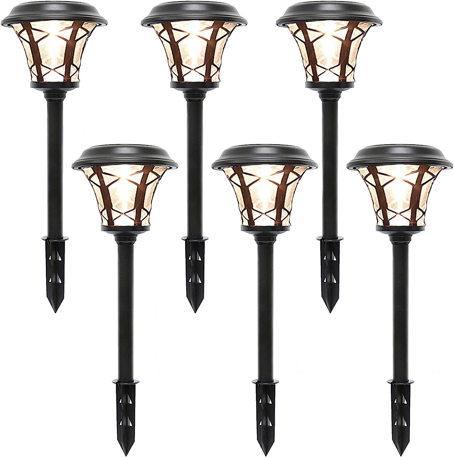 6 Pack 25 Lumen Solar Powered Pathway Lights, Super Bright SMD LED Outdoor Lights, Stainless Steel & Glass Waterproof Light for Landscape, Lawn, Patio, Yard, Garden, Deck Driveway, Warm White