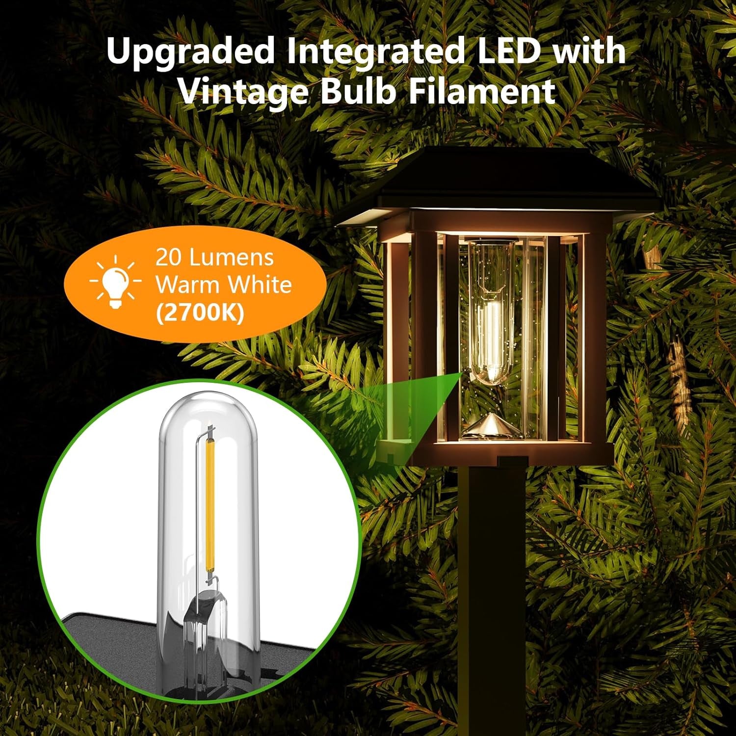 Solar Lights outside - 2-Tone Bronze & Wood Tone (Color) Solar Lights Outdoor Waterproof IP65, Glass Metal 20 LM LED Outdoor Solar Lights Yard Garden Landscape Driveway Walkway (Warm White)