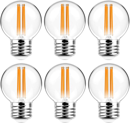 6 Pack G16.5 Light Bulb LED 6W - 2700K Warm White 60W Equivalent E26 Base 120V - Short Light Bulbs for Bedroom, Kitchen, Pendant Fixtures, Chandeliers, Scones, Vanity Bulbs, G16.5 LED Globe Light Bulb