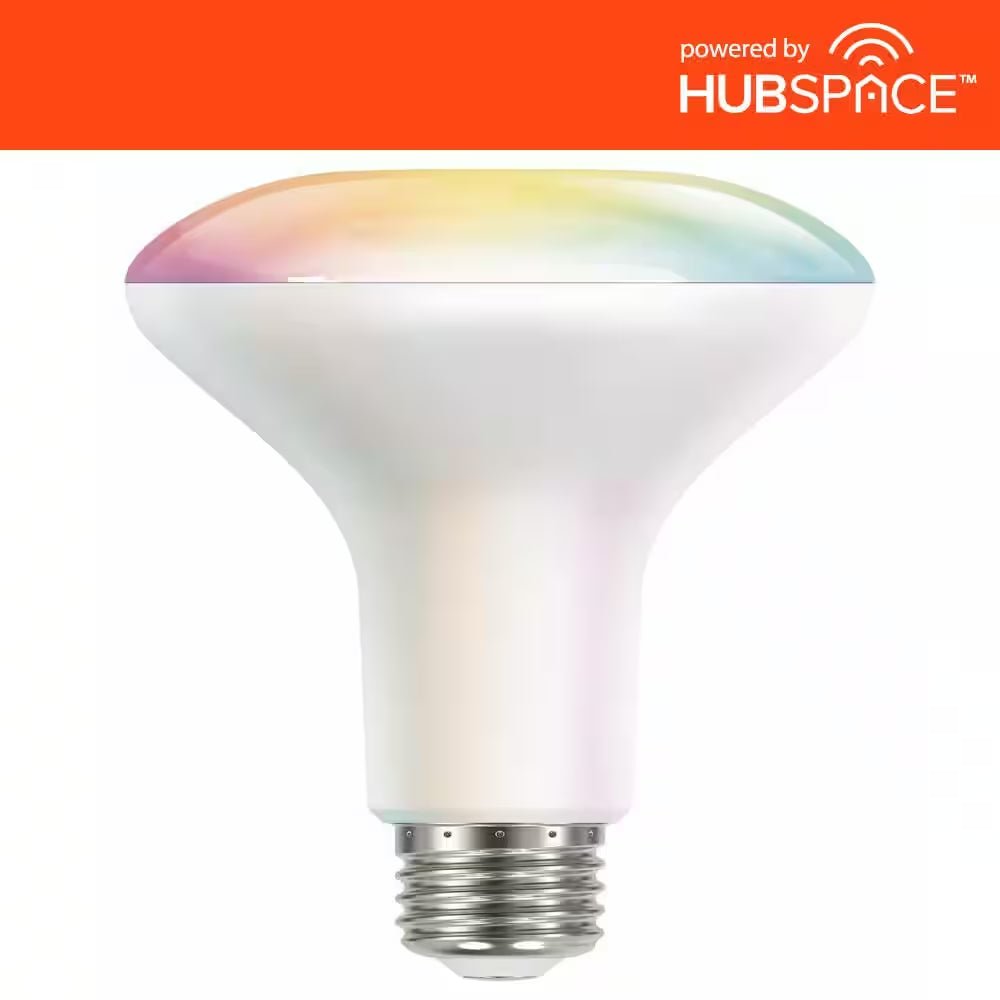 65-Watt Equivalent Smart BR30 Color Changing CEC LED Light Bulb with Voice Control (1-Bulb) Powered by Hubspace